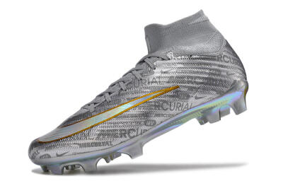 Unisex Nike Air Zoom Mercurial Superfly 15 Elite FG Firm Ground High-Tops Football Boots - Sliver/Gold/Rainbow