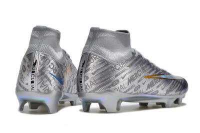 Unisex Nike Air Zoom Mercurial Superfly 15 Elite FG Firm Ground High-Tops Football Boots - Sliver/Gold/Rainbow
