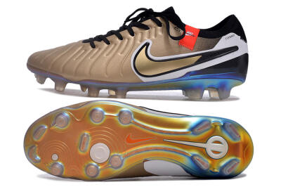 Men's NikeTiempo Legend 10 Elite FG Firm Ground Low-Tops Football Boots - Gold/Black/White