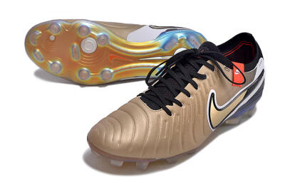Men's NikeTiempo Legend 10 Elite FG Firm Ground Low-Tops Football Boots - Gold/Black/White