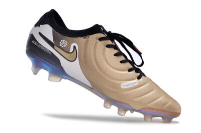 Men's NikeTiempo Legend 10 Elite FG Firm Ground Low-Tops Football Boots - Gold/Black/White