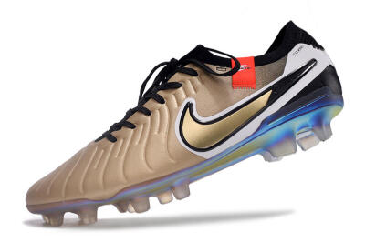 Men's NikeTiempo Legend 10 Elite FG Firm Ground Low-Tops Football Boots - Gold/Black/White