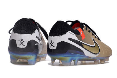 Men's NikeTiempo Legend 10 Elite FG Firm Ground Low-Tops Football Boots - Gold/Black/White
