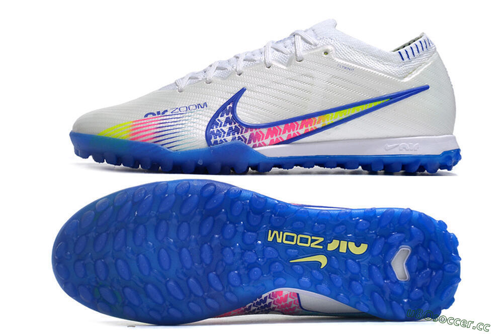 Men's Nike Air Zoom Mercurial Vapor 15 Elite TF Artificial Turf Low-Tops Football Shoes - White/Blue/Pink 1