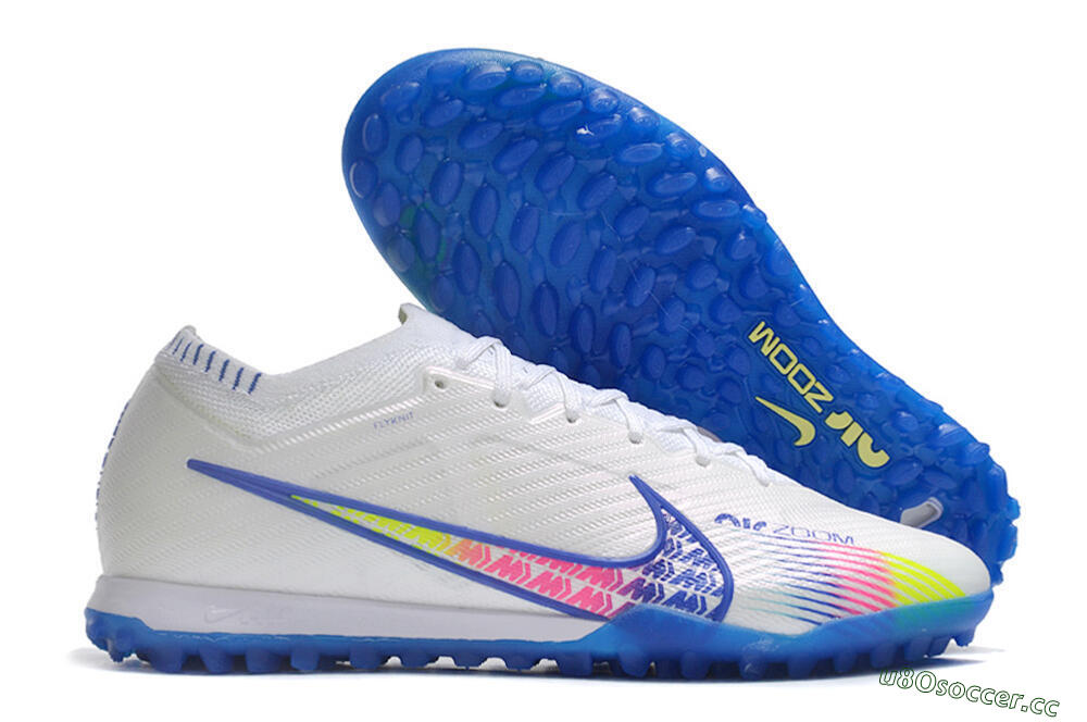 Men's Nike Air Zoom Mercurial Vapor 15 Elite TF Artificial Turf Low-Tops Football Shoes - White/Blue/Pink 2