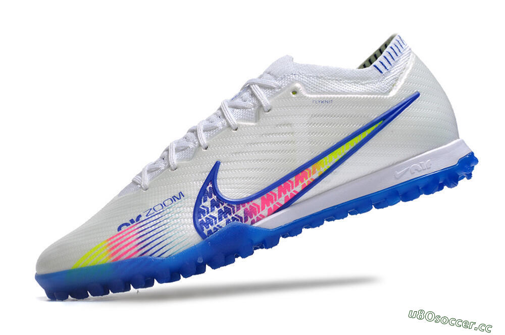 Men's Nike Air Zoom Mercurial Vapor 15 Elite TF Artificial Turf Low-Tops Football Shoes - White/Blue/Pink 5