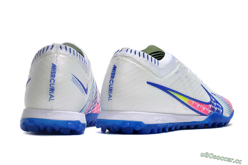 Men's Nike Air Zoom Mercurial Vapor 15 Elite TF Artificial Turf Low-Tops Football Shoes - White/Blue/Pink 6