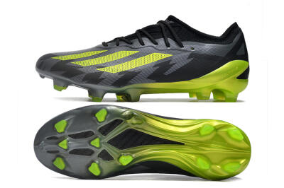 Men's Adidas x Crazyfast.1 FG Firm Ground Low-Tops Football Boots - Black/Green