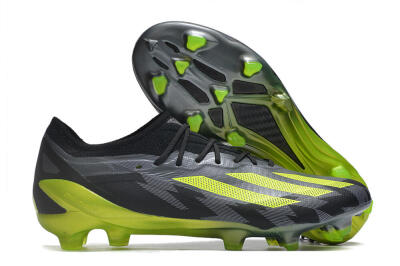 Men's Adidas x Crazyfast.1 FG Firm Ground Low-Tops Football Boots - Black/Green