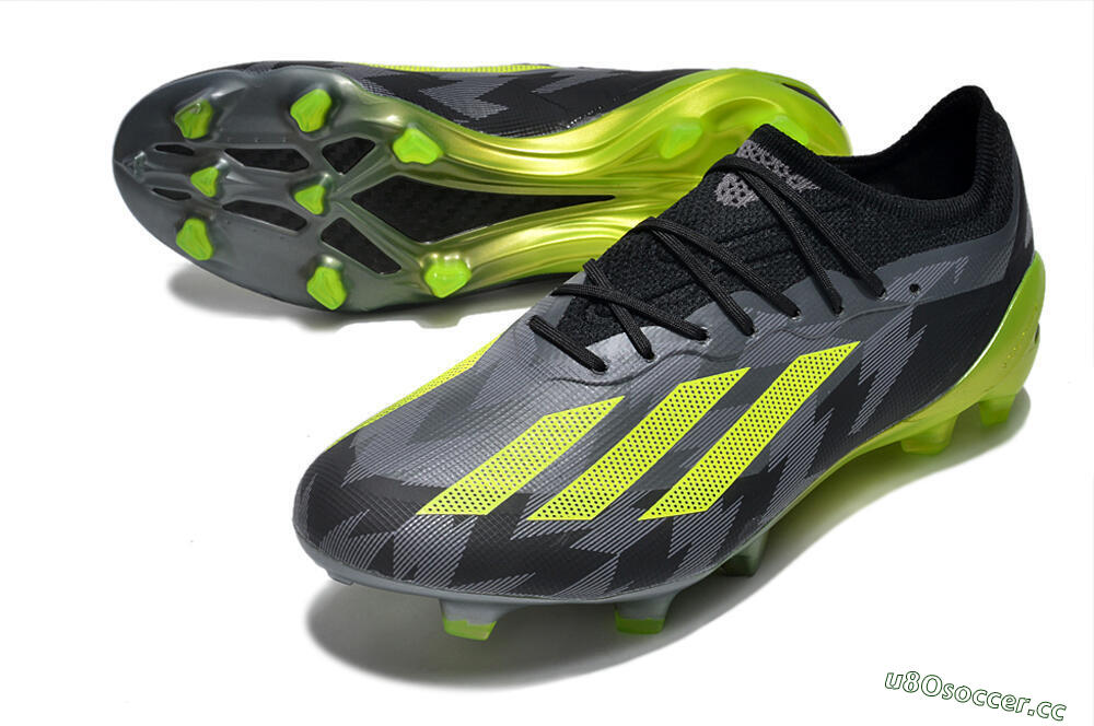 Men's Adidas x Crazyfast.1 FG Firm Ground Low-Tops Football Boots - Black/Green 3