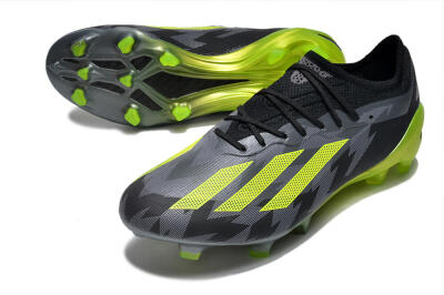 Men's Adidas x Crazyfast.1 FG Firm Ground Low-Tops Football Boots - Black/Green