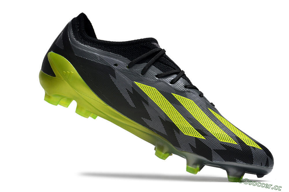 Men's Adidas x Crazyfast.1 FG Firm Ground Low-Tops Football Boots - Black/Green 4