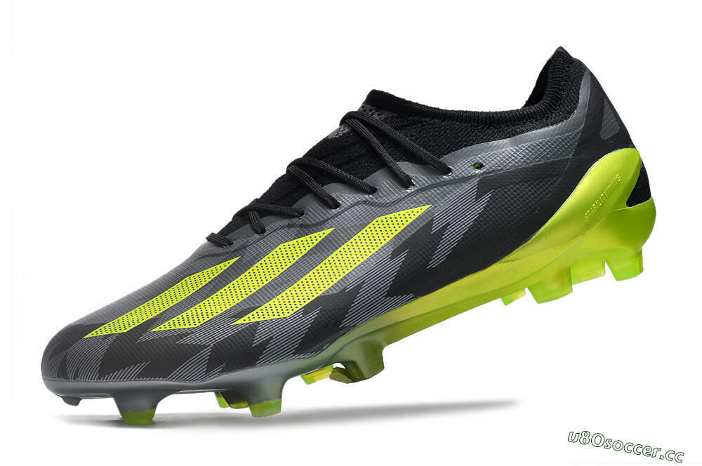 Men's Adidas x Crazyfast.1 FG Firm Ground Low-Tops Football Boots - Black/Green 5