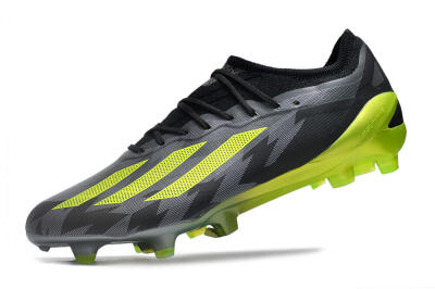Men's Adidas x Crazyfast.1 FG Firm Ground Low-Tops Football Boots - Black/Green
