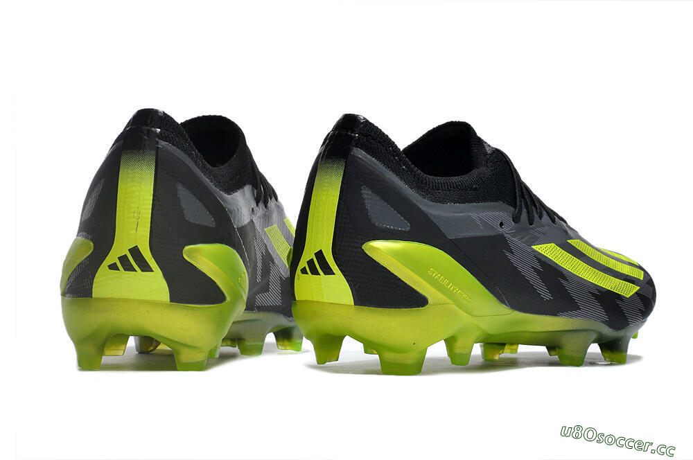 Men's Adidas x Crazyfast.1 FG Firm Ground Low-Tops Football Boots - Black/Green 6