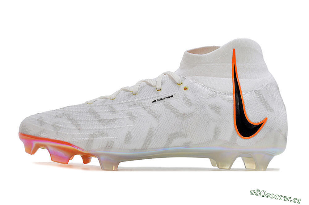 Men's Nike Phantom Luna Elite FG Firm Ground High-Tops Football Boots - White/Black/Orange 0