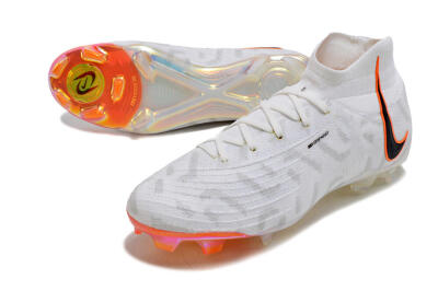 Men's Nike Phantom Luna Elite FG Firm Ground High-Tops Football Boots - White/Black/Orange