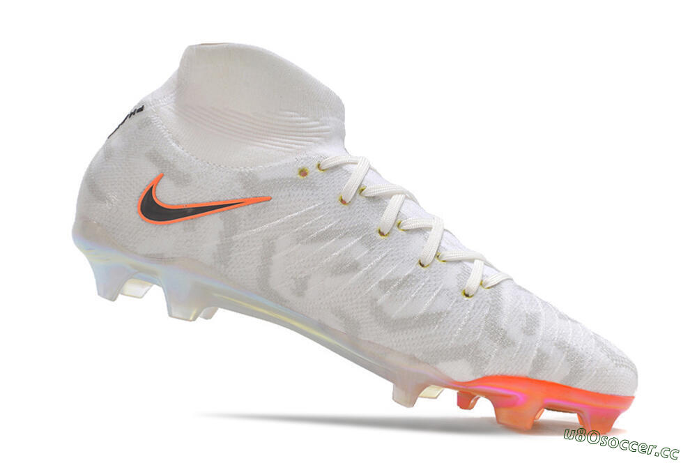 Men's Nike Phantom Luna Elite FG Firm Ground High-Tops Football Boots - White/Black/Orange 4