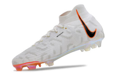 Men's Nike Phantom Luna Elite FG Firm Ground High-Tops Football Boots - White/Black/Orange