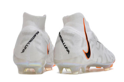 Men's Nike Phantom Luna Elite FG Firm Ground High-Tops Football Boots - White/Black/Orange