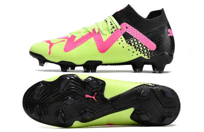 Unisex Puma Future Ultimate FG Firm Ground Low-Tops Football Boots - Yellow/Pink/Black