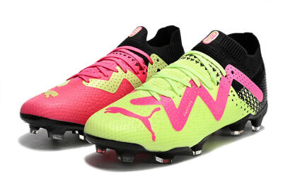 Unisex Puma Future Ultimate FG Firm Ground Low-Tops Football Boots - Yellow/Pink/Black