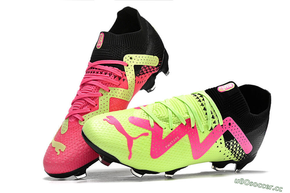 Unisex Puma Future Ultimate FG Firm Ground Low-Tops Football Boots - Yellow/Pink/Black 6