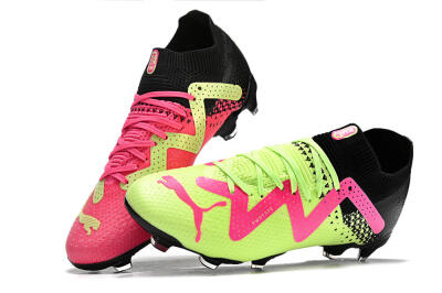Unisex Puma Future Ultimate FG Firm Ground Low-Tops Football Boots - Yellow/Pink/Black