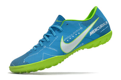 Men's NIke Mercuricalx Victory 6 TF Artificial Turf Low-Tops Football Shoes - Blue/Silver/Green