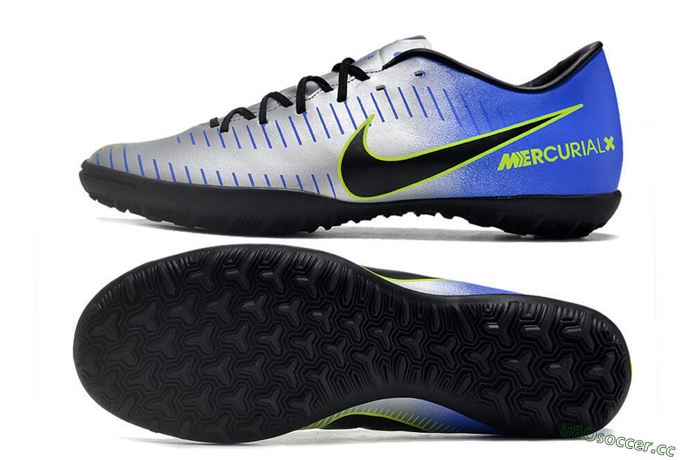 Men's NIke Mercuricalx Victory 6 TF Artificial Turf Low-Tops Football Shoes - Silver/Blue/Green/Black 1