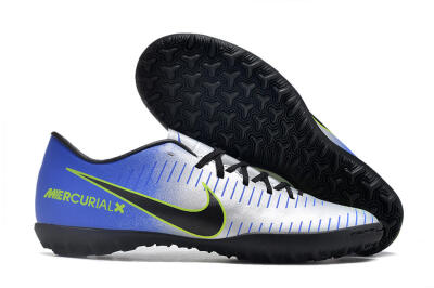 Men's NIke Mercuricalx Victory 6 TF Artificial Turf Low-Tops Football Shoes - Silver/Blue/Green/Black