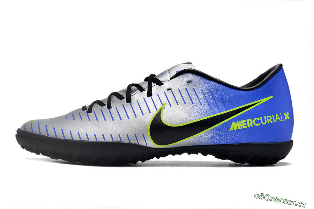 Men's NIke Mercuricalx Victory 6 TF Artificial Turf Low-Tops Football Shoes - Silver/Blue/Green/Black 0