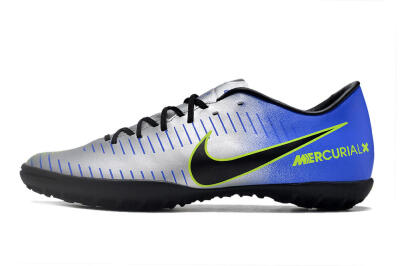Men's NIke Mercuricalx Victory 6 TF Artificial Turf Low-Tops Football Shoes - Silver/Blue/Green/Black