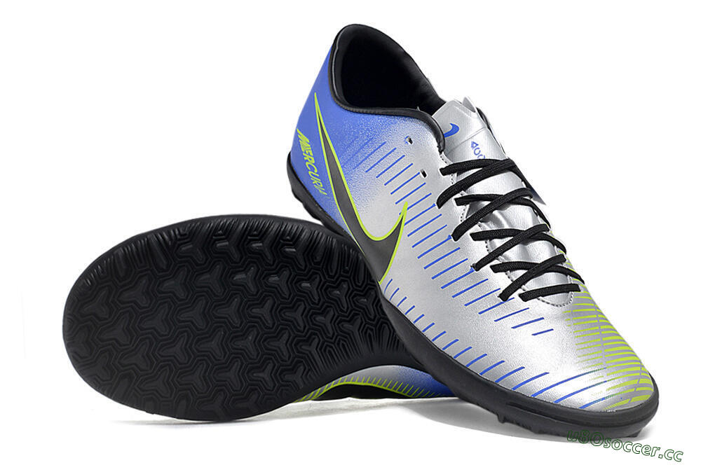 Men's NIke Mercuricalx Victory 6 TF Artificial Turf Low-Tops Football Shoes - Silver/Blue/Green/Black 3