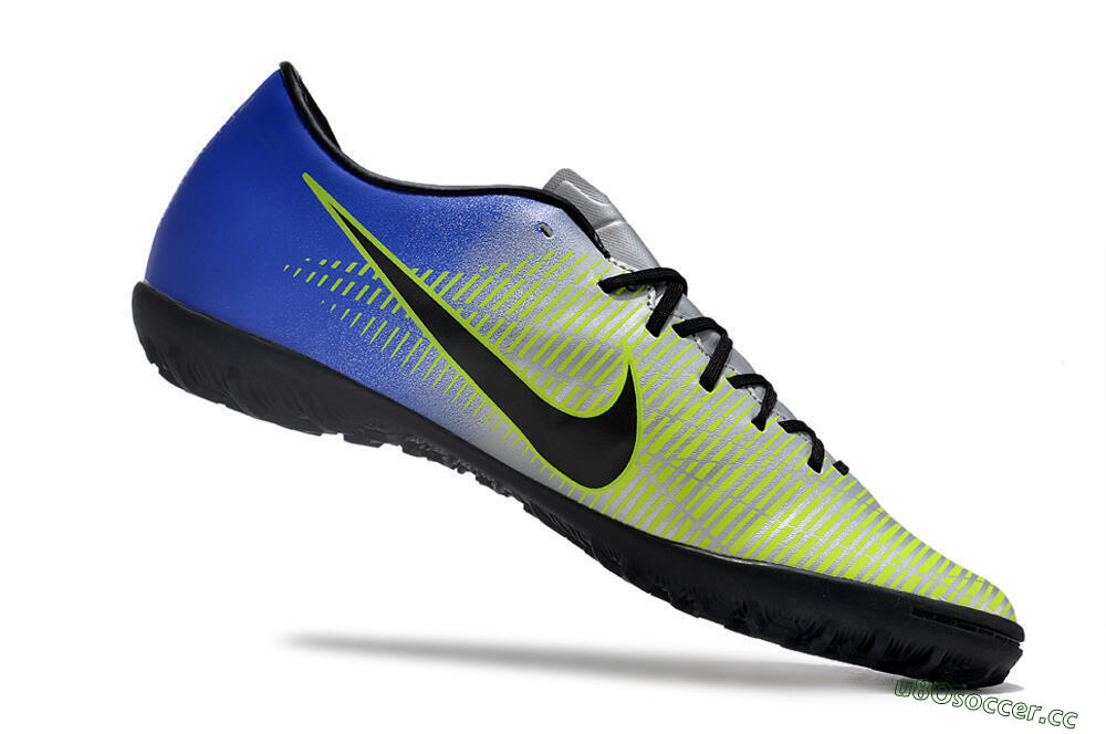 Men's NIke Mercuricalx Victory 6 TF Artificial Turf Low-Tops Football Shoes - Silver/Blue/Green/Black 4