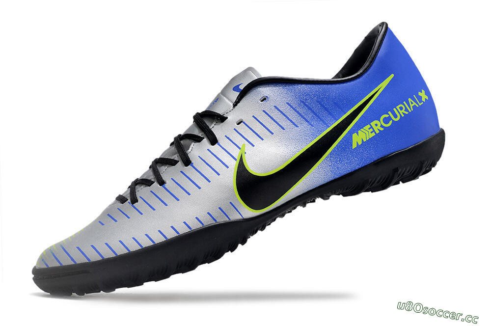 Men's NIke Mercuricalx Victory 6 TF Artificial Turf Low-Tops Football Shoes - Silver/Blue/Green/Black 5