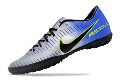 Men's NIke Mercuricalx Victory 6 TF Artificial Turf Low-Tops Football Shoes - Silver/Blue/Green/Black