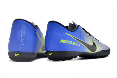 Men's NIke Mercuricalx Victory 6 TF Artificial Turf Low-Tops Football Shoes - Silver/Blue/Green/Black