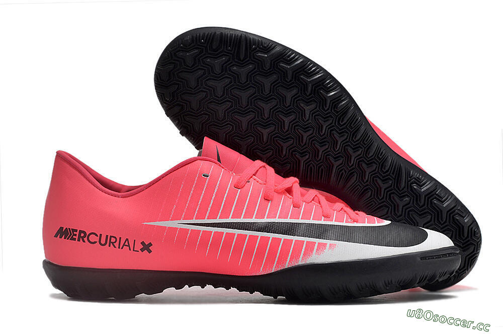 Men's NIke Mercuricalx Victory 6 TF Artificial Turf Low-Tops Football Shoes - Pink/Grey/Black 2