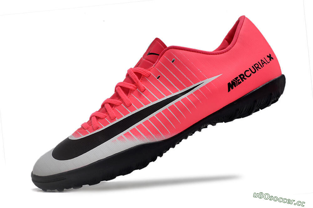 Men's NIke Mercuricalx Victory 6 TF Artificial Turf Low-Tops Football Shoes - Pink/Grey/Black 5
