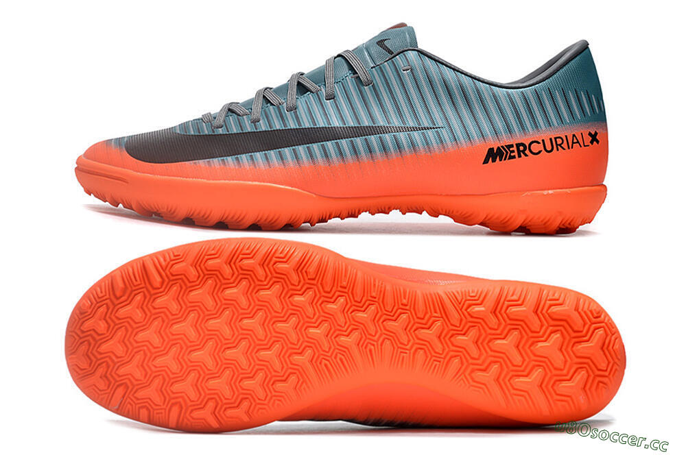 Men's NIke Mercuricalx Victory 6 TF Artificial Turf Low-Tops Football Shoes - Blue/Black/Orange 1
