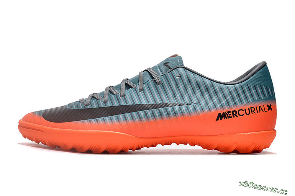 Men's NIke Mercuricalx Victory 6 TF Artificial Turf Low-Tops Football Shoes - Blue/Black/Orange 0