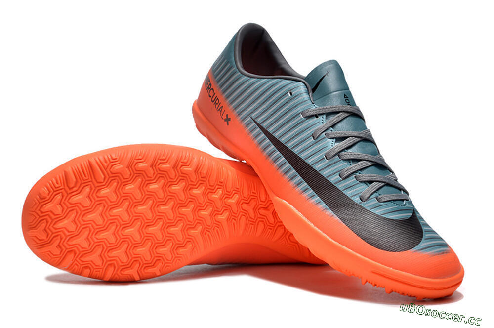 Men's NIke Mercuricalx Victory 6 TF Artificial Turf Low-Tops Football Shoes - Blue/Black/Orange 3