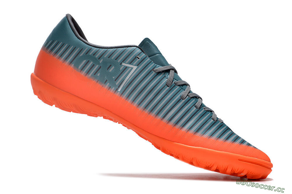 Men's NIke Mercuricalx Victory 6 TF Artificial Turf Low-Tops Football Shoes - Blue/Black/Orange 4