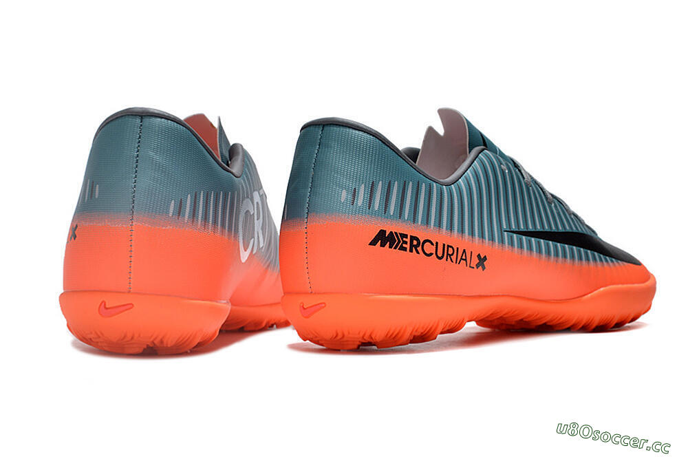 Men's NIke Mercuricalx Victory 6 TF Artificial Turf Low-Tops Football Shoes - Blue/Black/Orange 6