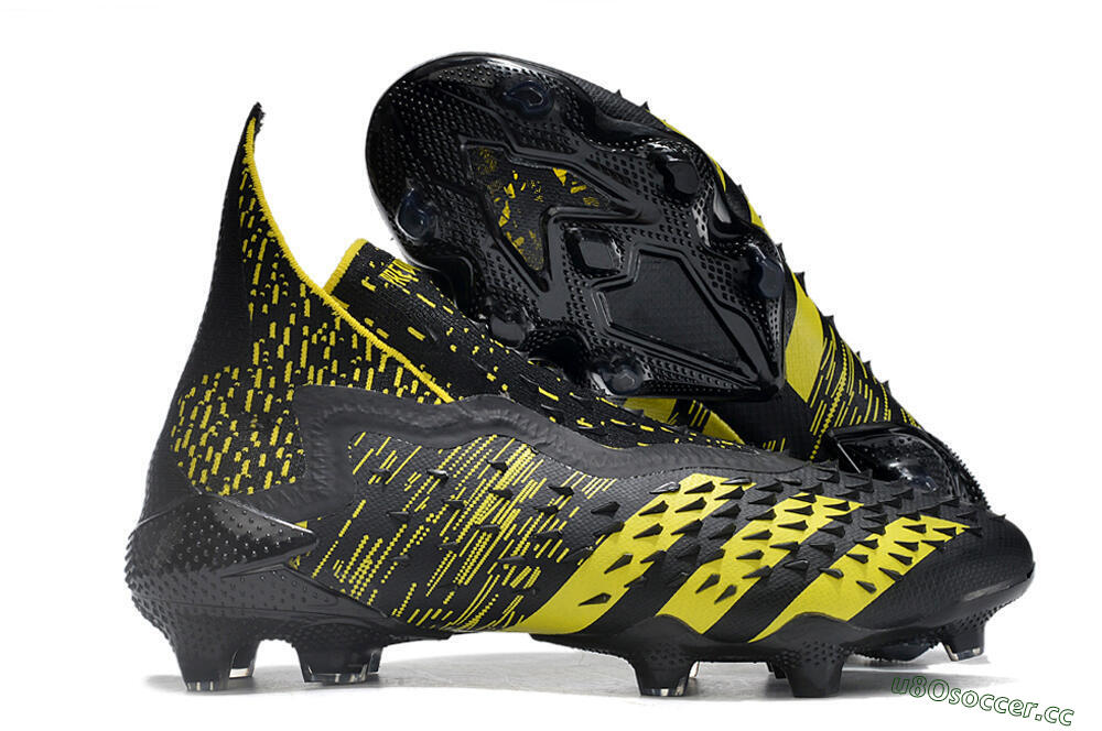 Men's Adidas Predator Freak.1 FG Firm Ground High-Tops Football Boots - Black/Yellow 2