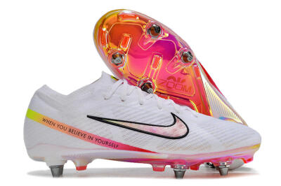 Men's Nike Air Zoom Mercurial Vapor 15 Elite SG Soft Ground Low-Tops Football Boots - White/Pink/Yellow/Black