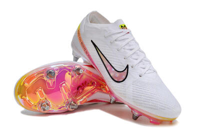 Men's Nike Air Zoom Mercurial Vapor 15 Elite SG Soft Ground Low-Tops Football Boots - White/Pink/Yellow/Black