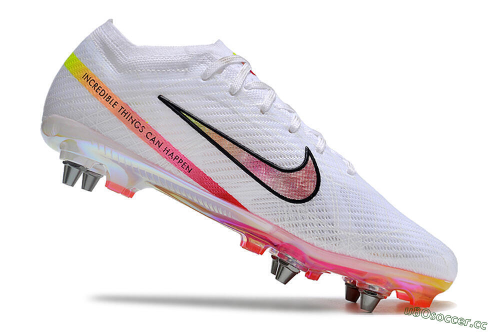 Men's Nike Air Zoom Mercurial Vapor 15 Elite SG Soft Ground Low-Tops Football Boots - White/Pink/Yellow/Black 4