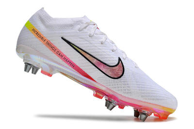 Men's Nike Air Zoom Mercurial Vapor 15 Elite SG Soft Ground Low-Tops Football Boots - White/Pink/Yellow/Black